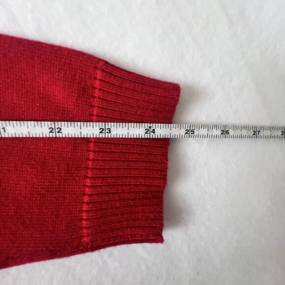 Berek Christmas Mrs. Claus Sweater Fur Cowl Neck Red Ivory Pullover Sequin XL - Picture 12 of 15